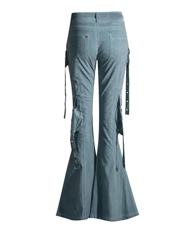 Low-Waisted Slim-Fit Bell-Bottom Retro Tassel Women’s Casual Trousers