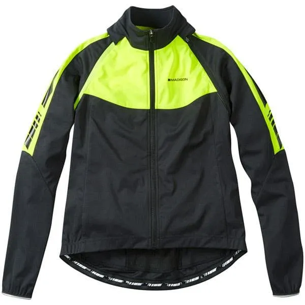 Madison Sportive women's convertible softshell jacket; black / hi-viz yellow size 12