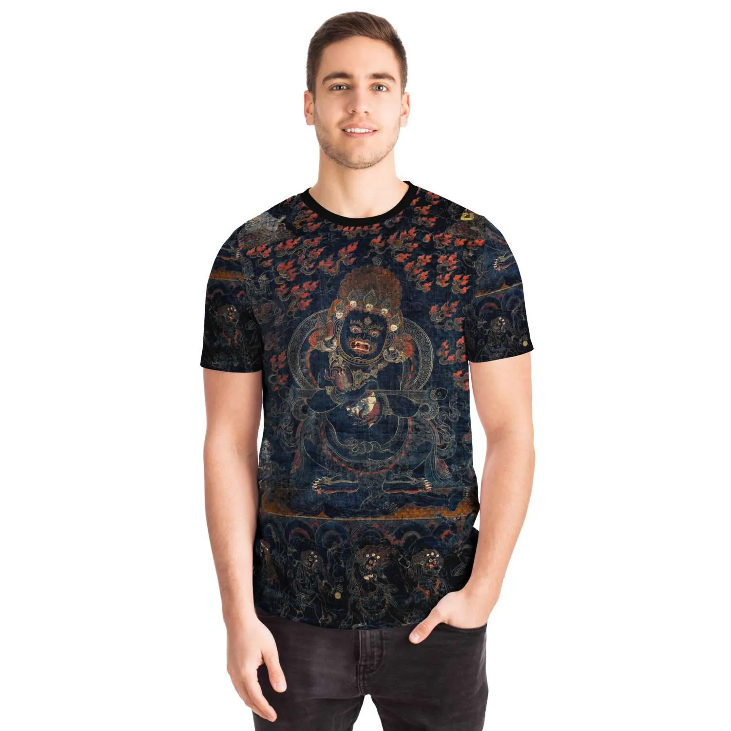 Mahakala as Panjarantha | Tibetan Tangka Vajrayana Vintage Trippy T-Shirt Graphic Tee