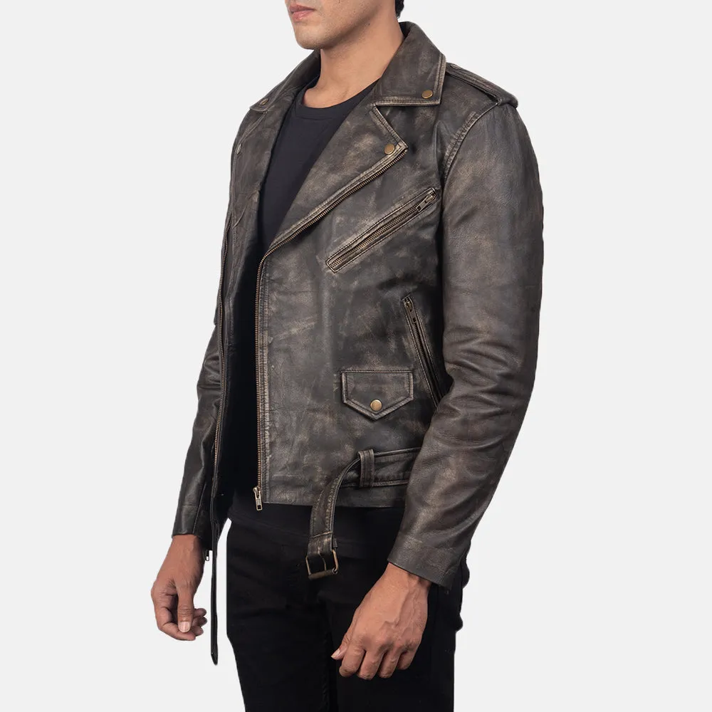 Marshal Distressed Brown Leather Biker Jacket