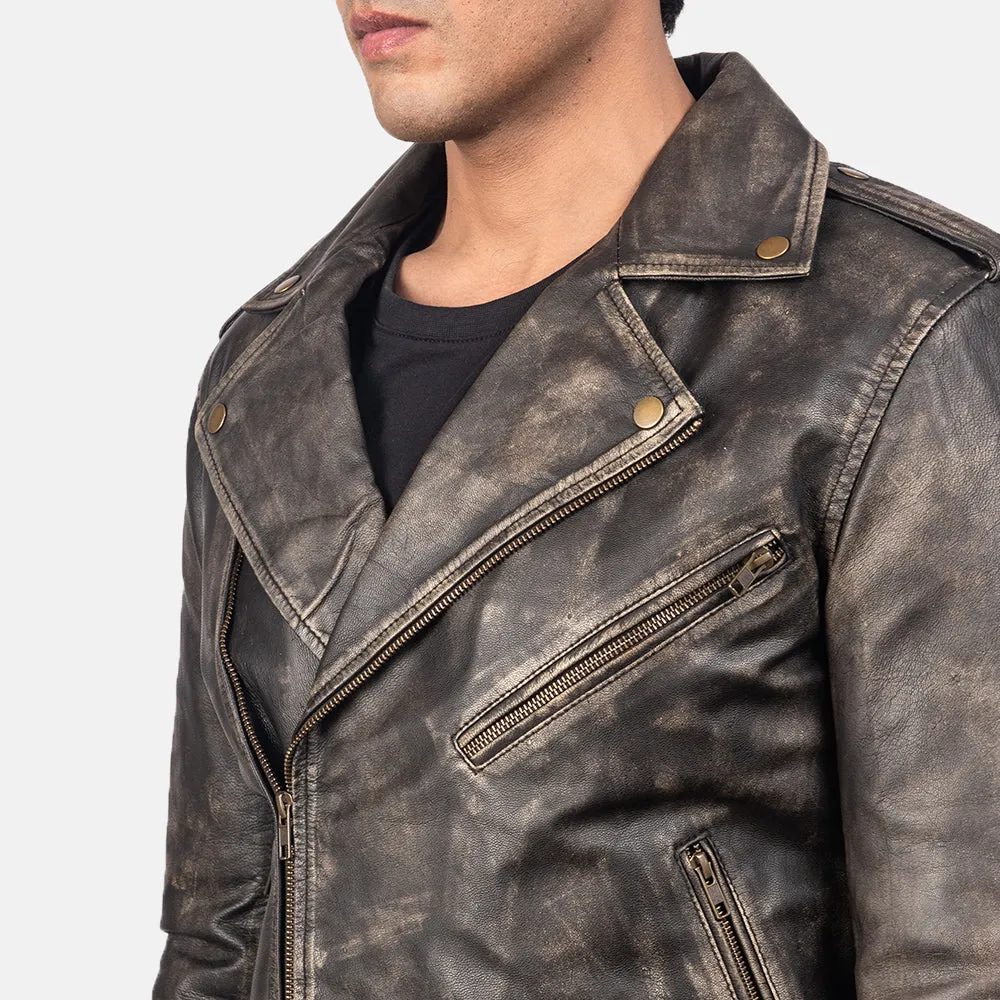 Marshal Distressed Brown Leather Biker Jacket