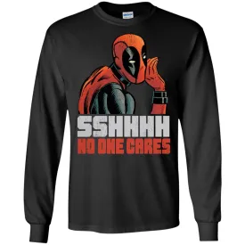 Marvel Deadpool Shhh No One Cares Whisper Men Long Sleeve Shirt