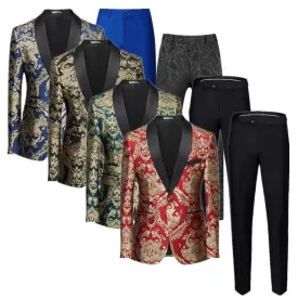 Men Jacquard Suit 2 Piece - Luxury Wedding Prom Blazer