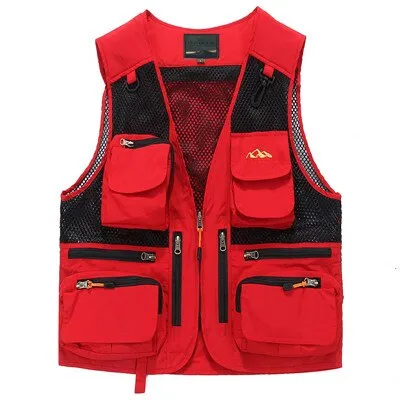 Men Summer Utility Multi Pockets Thin Mesh Vest 5XL