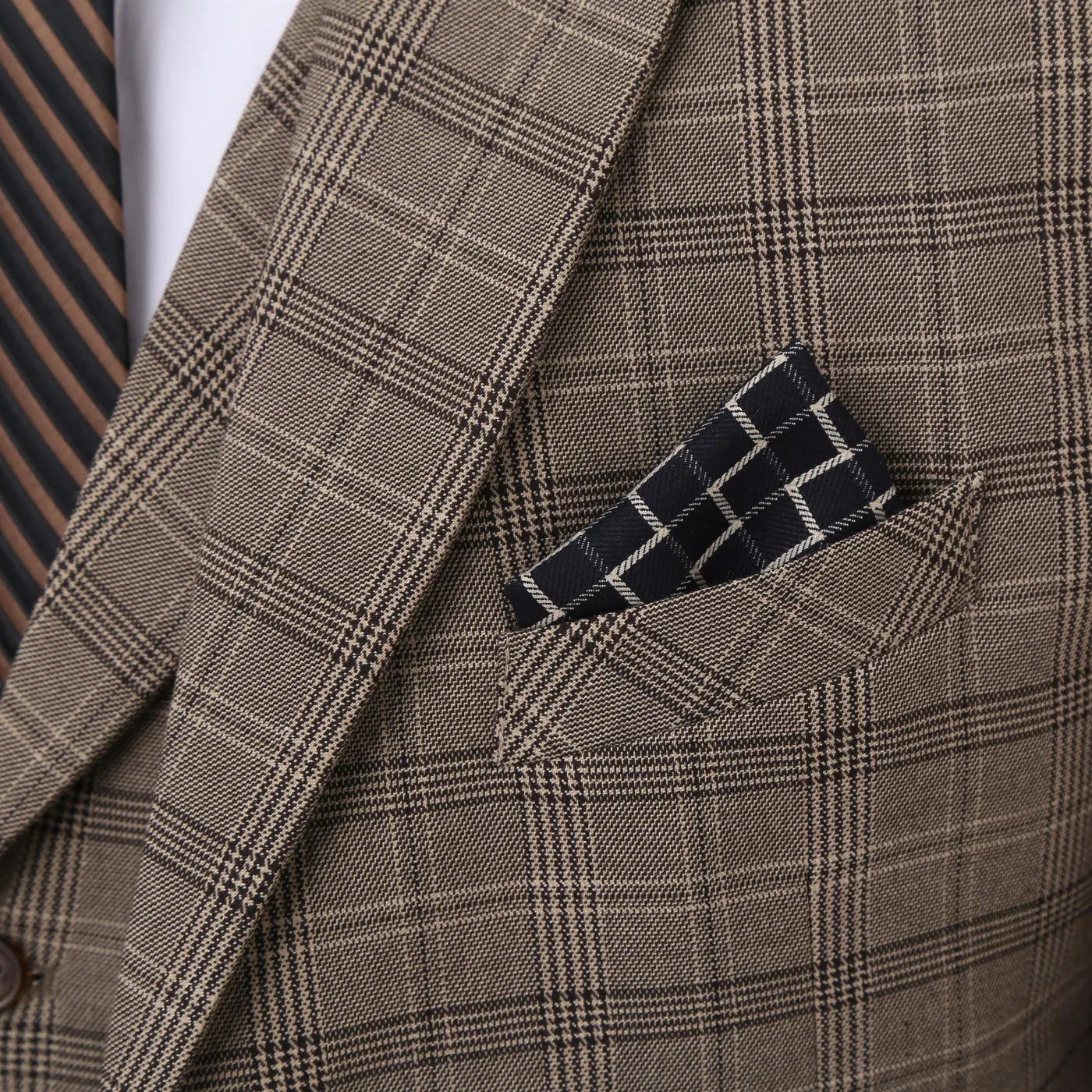 Men's 3 Pieces Formal Plaid Notch Lapel Suit (Blazer Vest Pants)