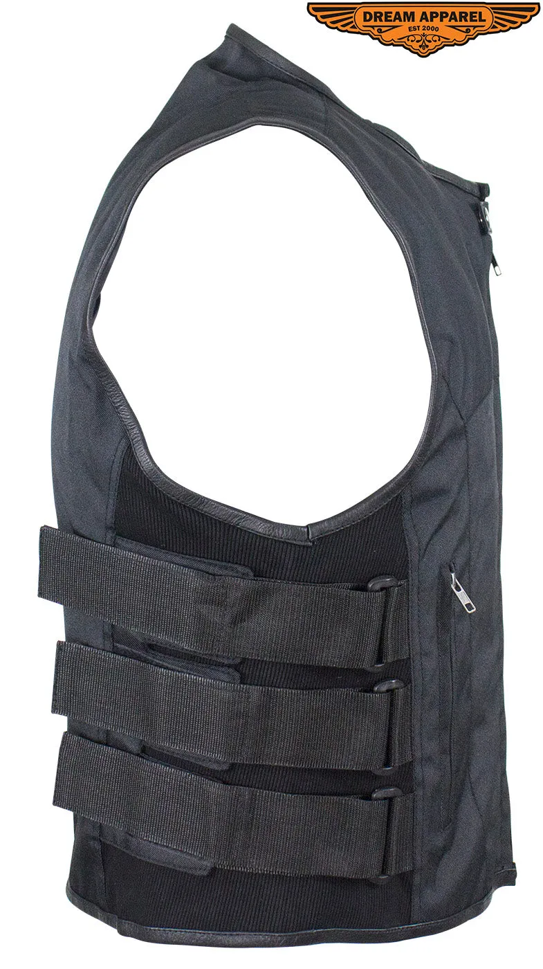 Men’s Black Motorcycle Textile Vest with Gun Pockets