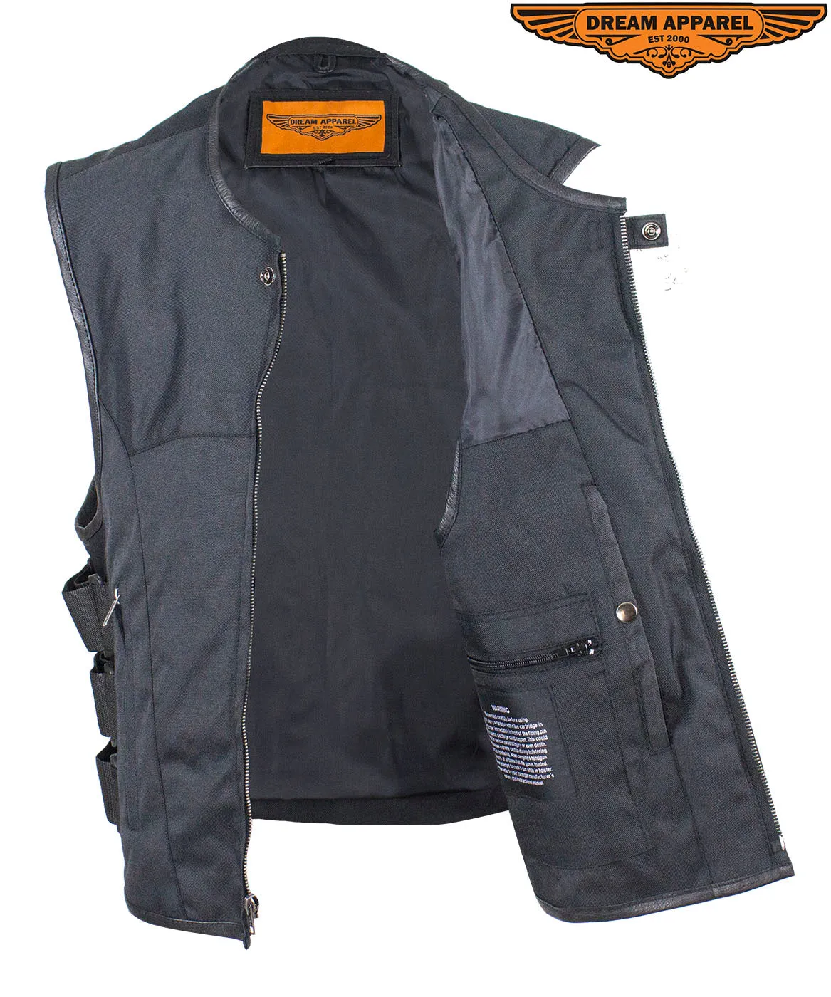 Men’s Black Motorcycle Textile Vest with Gun Pockets