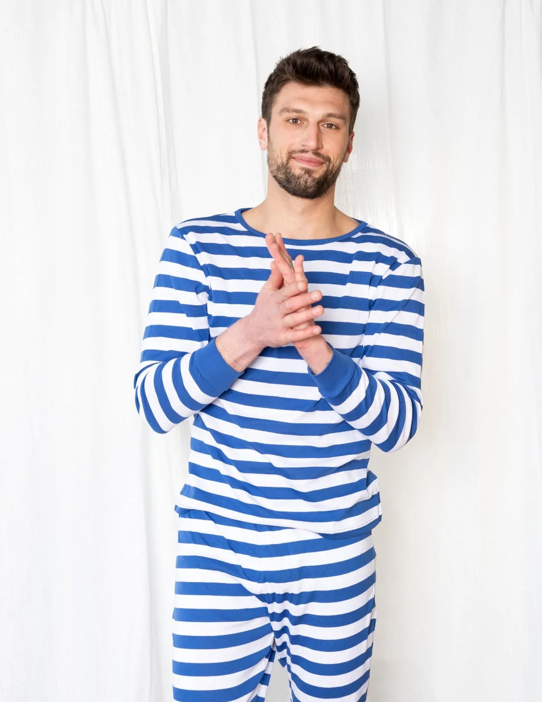 Mens Blue & White Stripes Pajamas