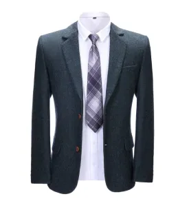 Men's Business 2 Pieces Formal Herringbone Solid Notch Lapel Tuxedos for Wedding (Blazer Pants)