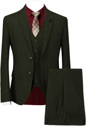 Men's Casual 3 Piece Men's Suit Classic Herringbone Notch Lapel Tuxedo (Blazer   Vest   Pants)