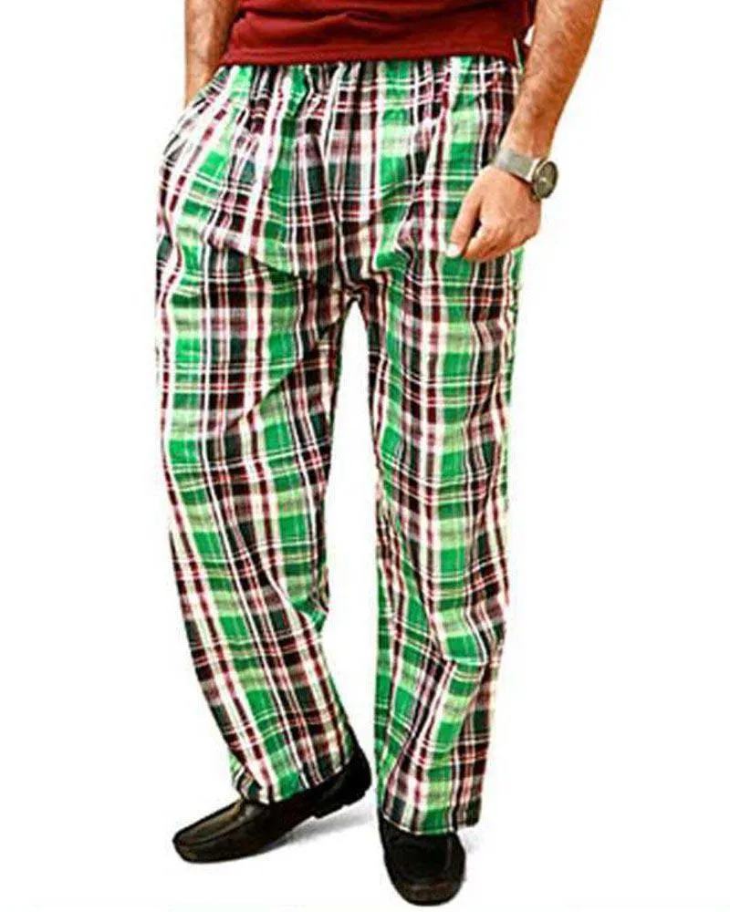 Men's Cotton Checked Pajama - Green