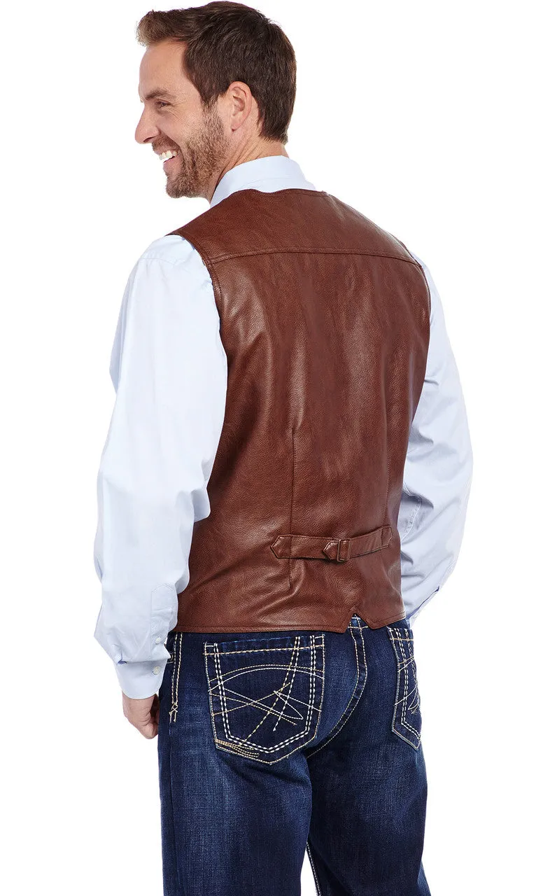 Men's Cripple Creek Faux Leather Snap Front Vest with Flannel Lining - CW1239