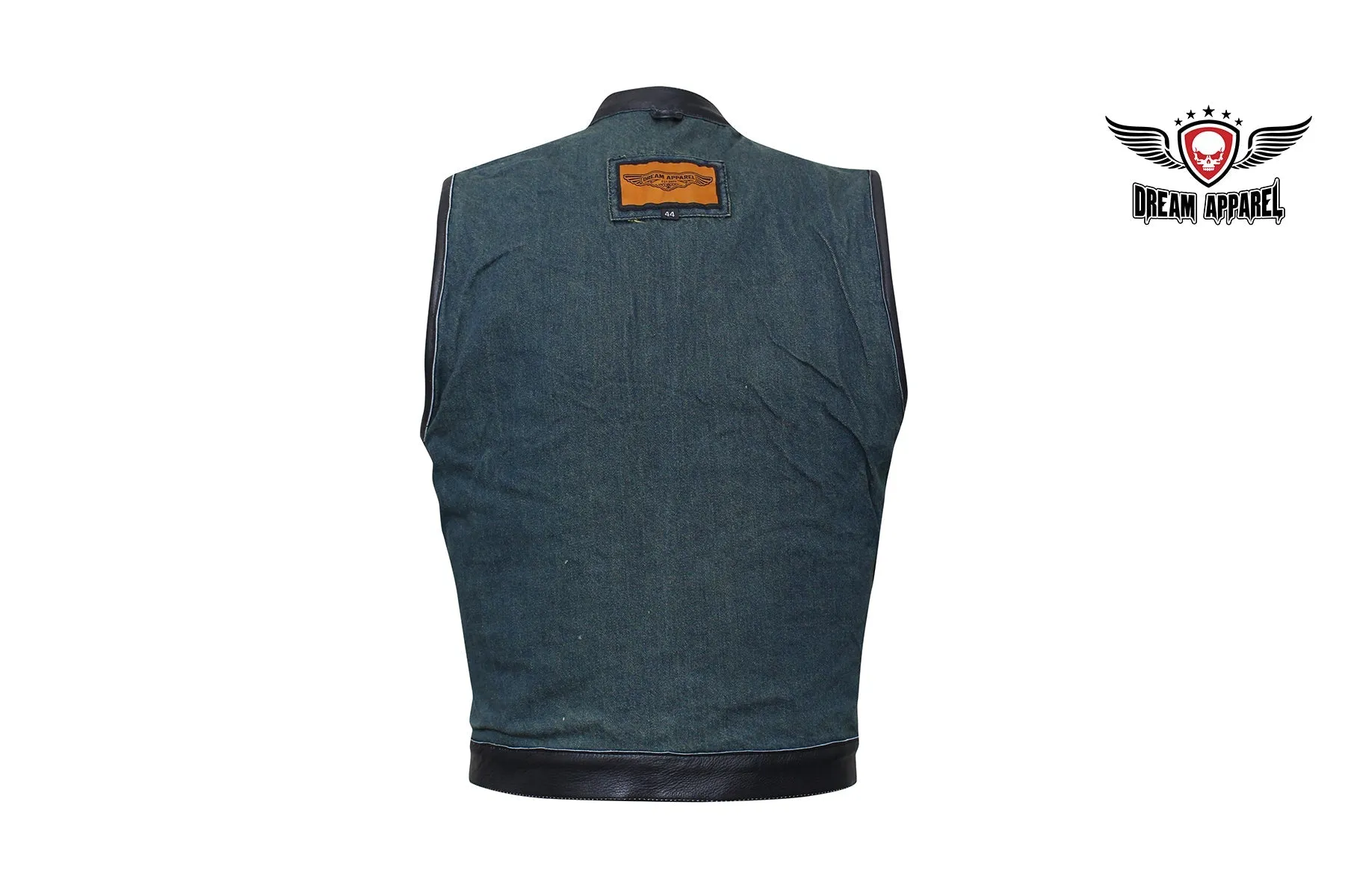 Men's Dark Blue Denim Club Vest with Gun Pockets