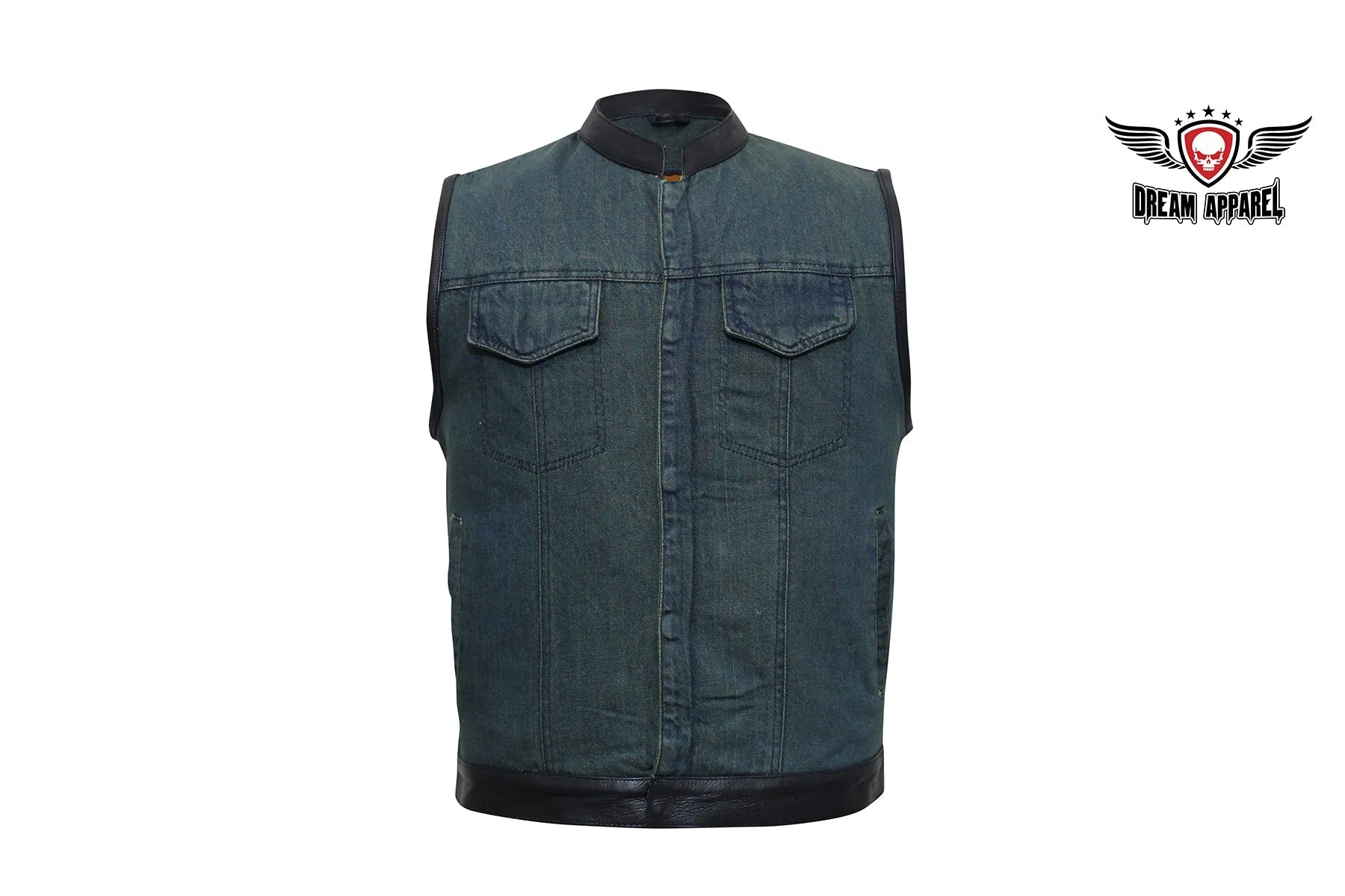 Men's Dark Blue Denim Club Vest with Gun Pockets