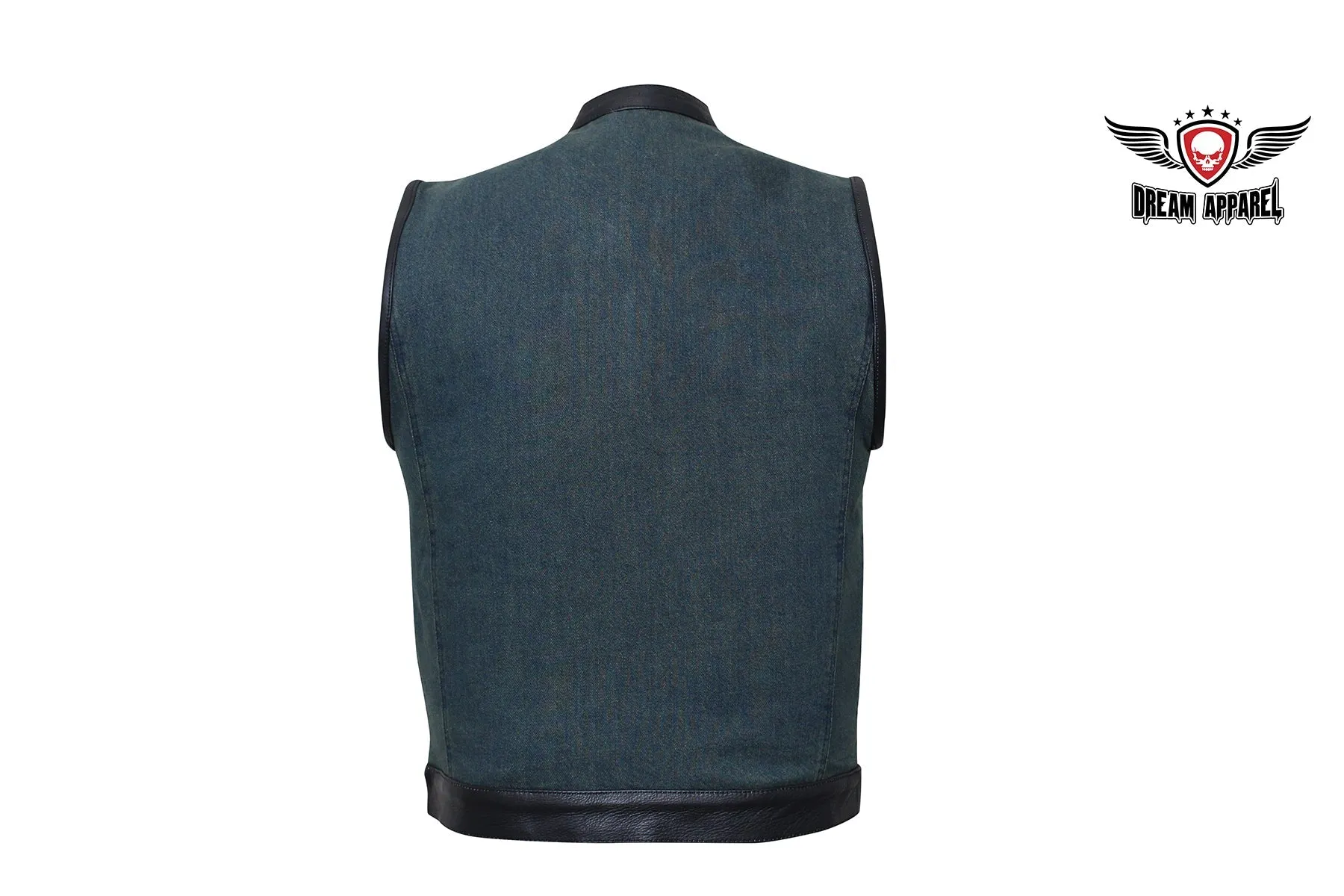 Men's Dark Blue Denim Club Vest with Gun Pockets