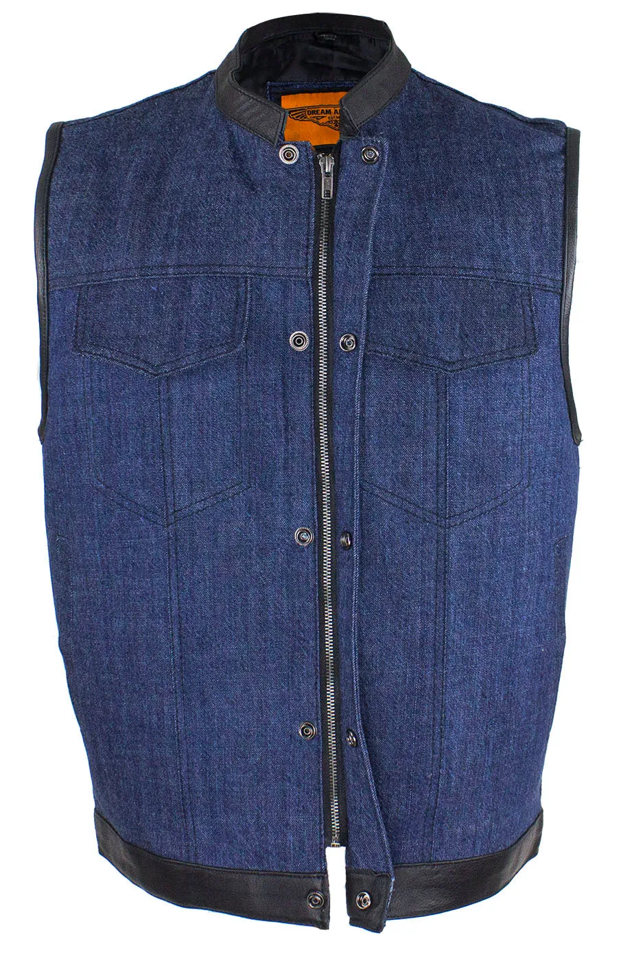 Men's Dark Blue Denim Club Vest with Gun Pockets