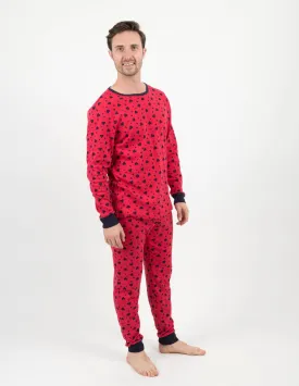 Mens Dark Navy Hearts Pajamas