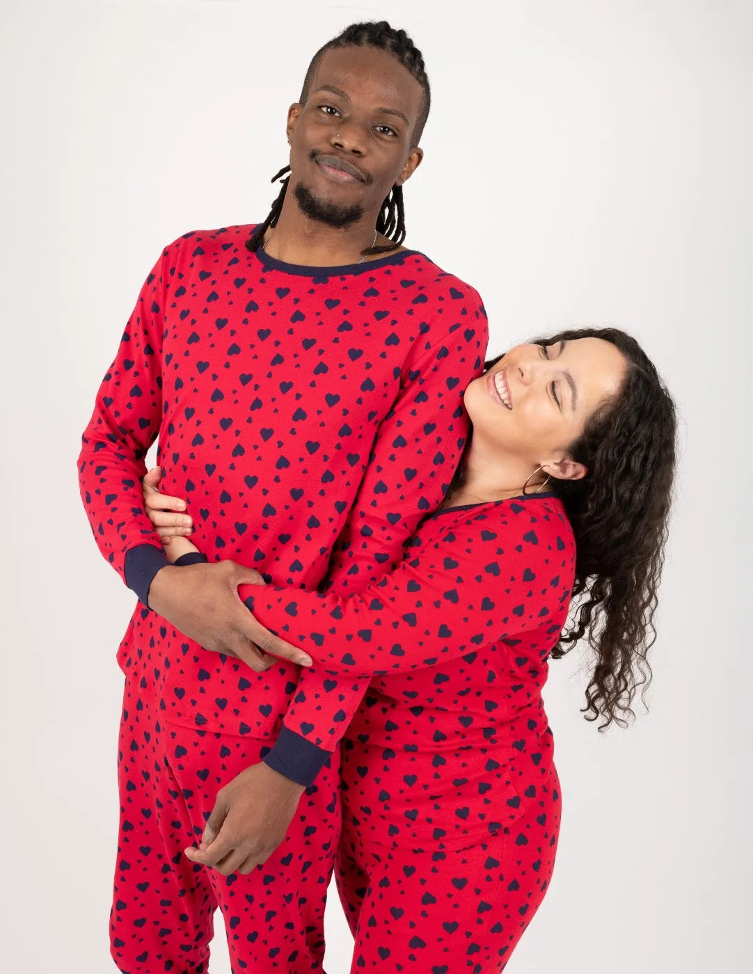 Mens Dark Navy Hearts Pajamas