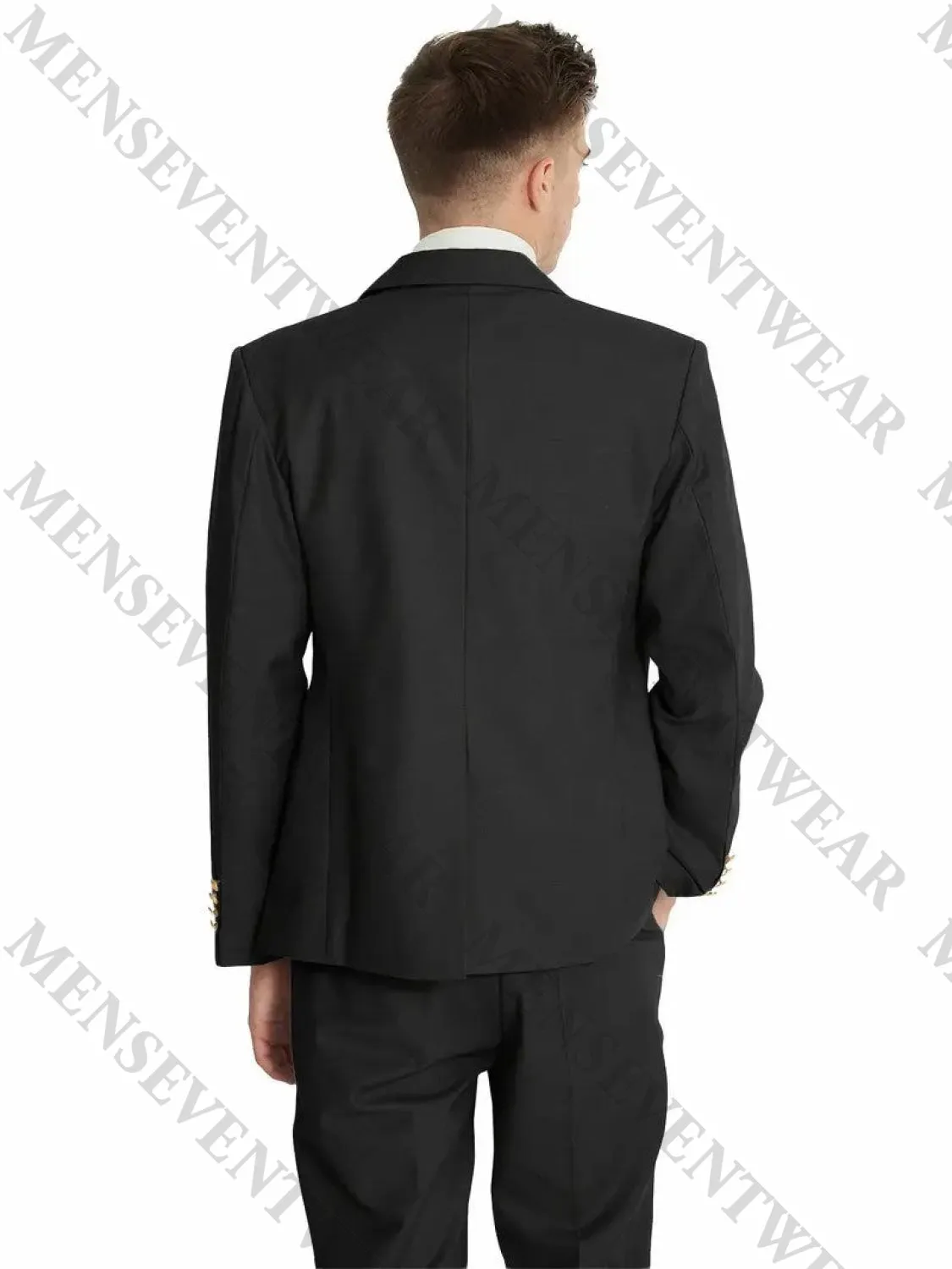 Men's Formal 3 Pieces Slim Fit Flat Peak Lapel Tuxedos (Blazer vest Pants)