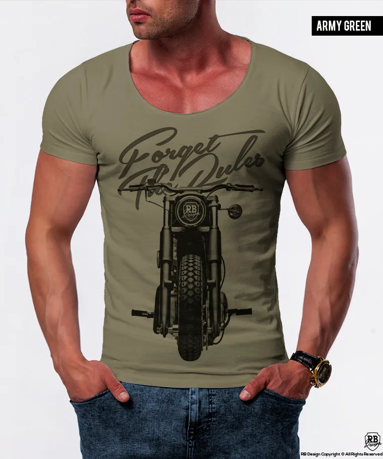 Men's Motorcycle T-shirt Forget the Rules Graphic Top / color option / MD273