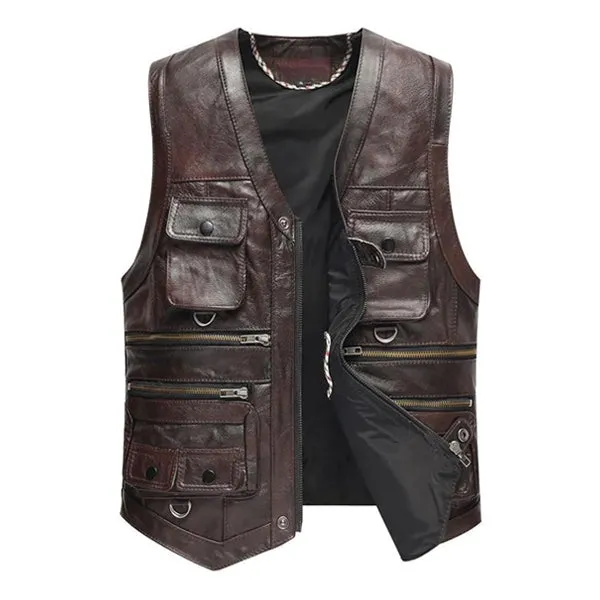 MEN'S PERMITIVE COWHIDE RETRO COUNTRY STYLE VEST