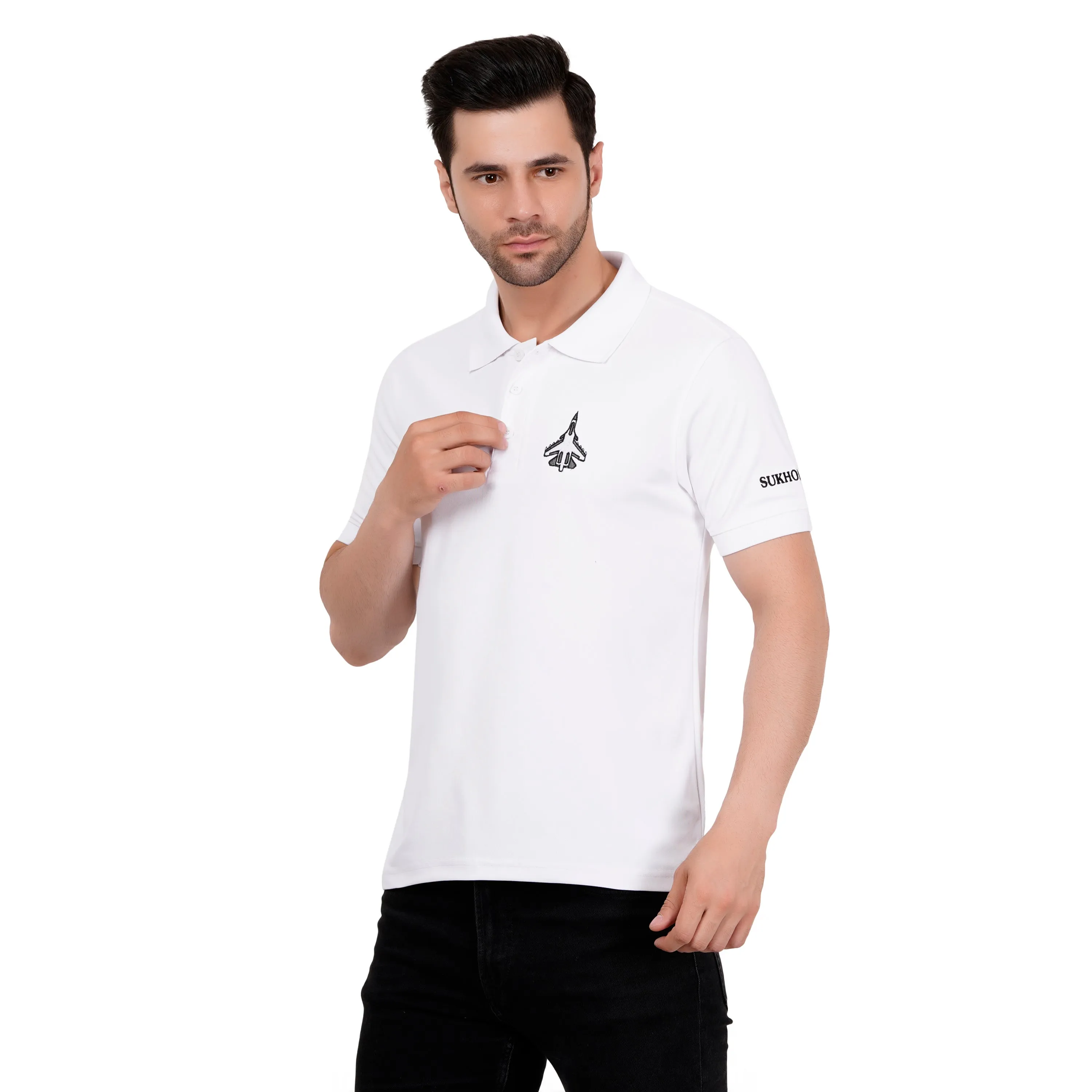 Men's Polos T Shirt SUKHOI-30 WHITE