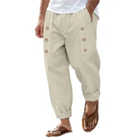 Men's Solid Color Double-breasted Casual Pants 57367876X