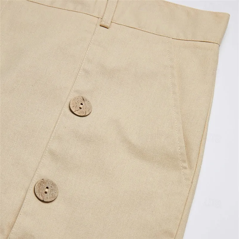 Men's Solid Color Double-breasted Casual Pants 57367876X