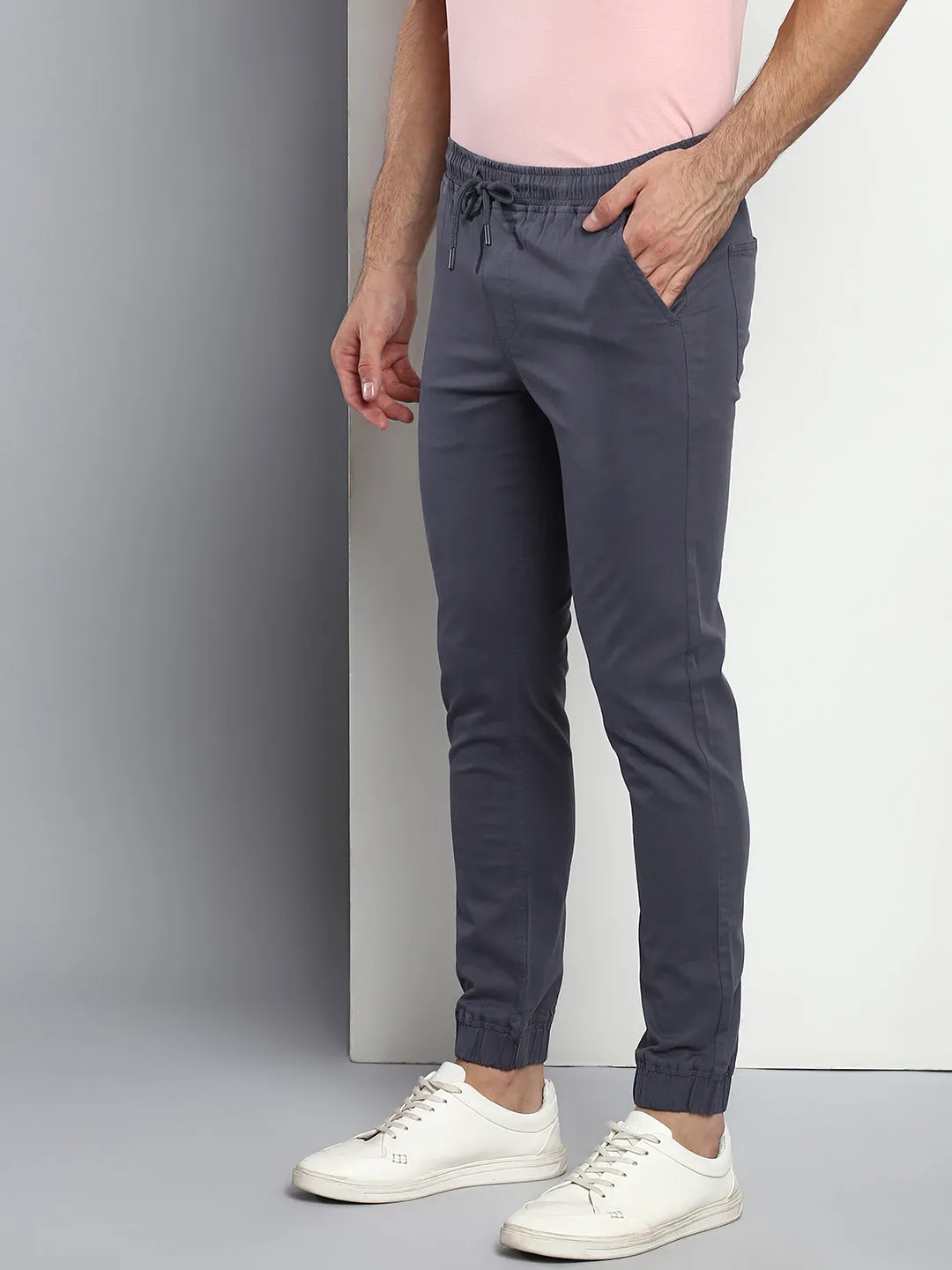 Men's Straight Fit Cotton Joggers (Steelgrey)