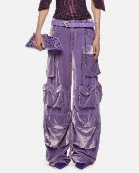 Mid Waist Velvet Dream Cargo Pants