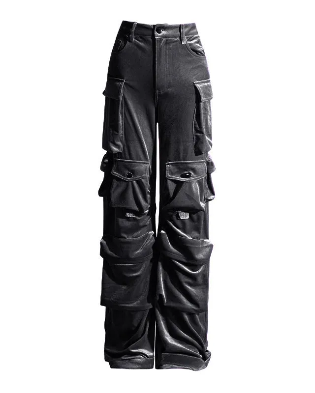 Mid Waist Velvet Dream Cargo Pants