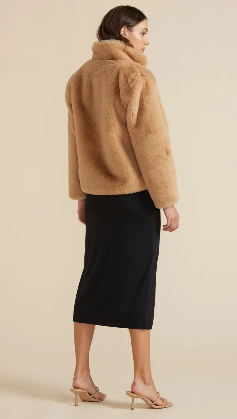 Mink Pink Carmel Faux Fur Jacket