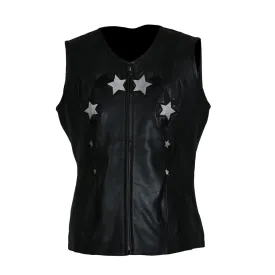 MKL - Charming Star Women's Leather Motorcycle Vest