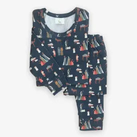 modal long sleeve pajama set || silent night (navy)