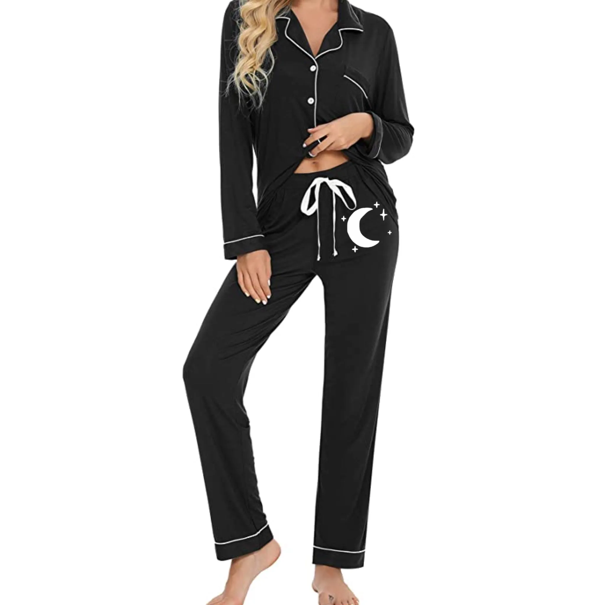 Moon & Star Pajama Bamboo Set Bamboo L/S