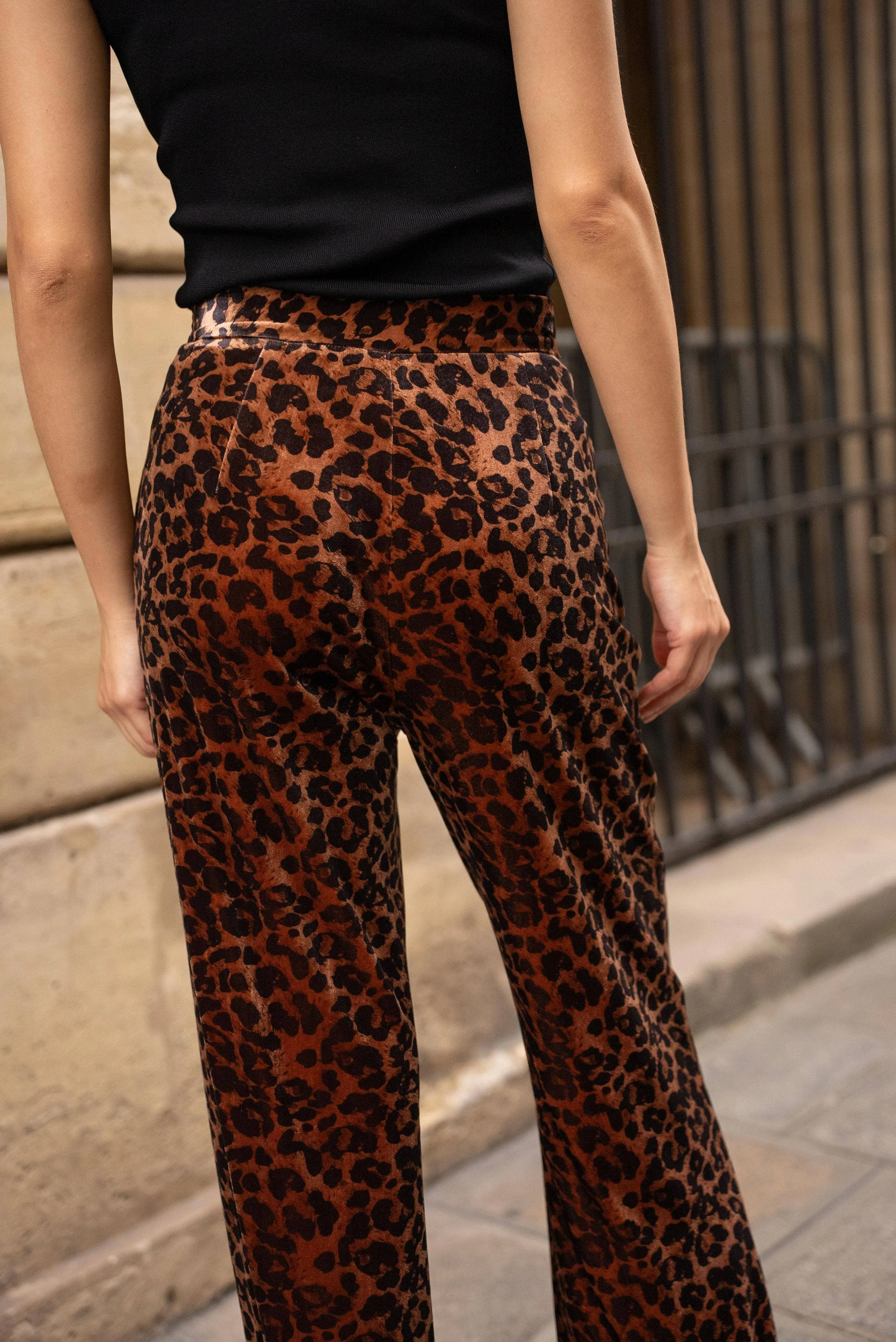 Natasha Velvet Pants - Leopard