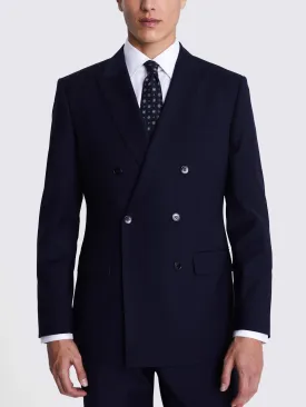 Navy 2 Piece Double Breasted Peak Lapel Business Men Suit