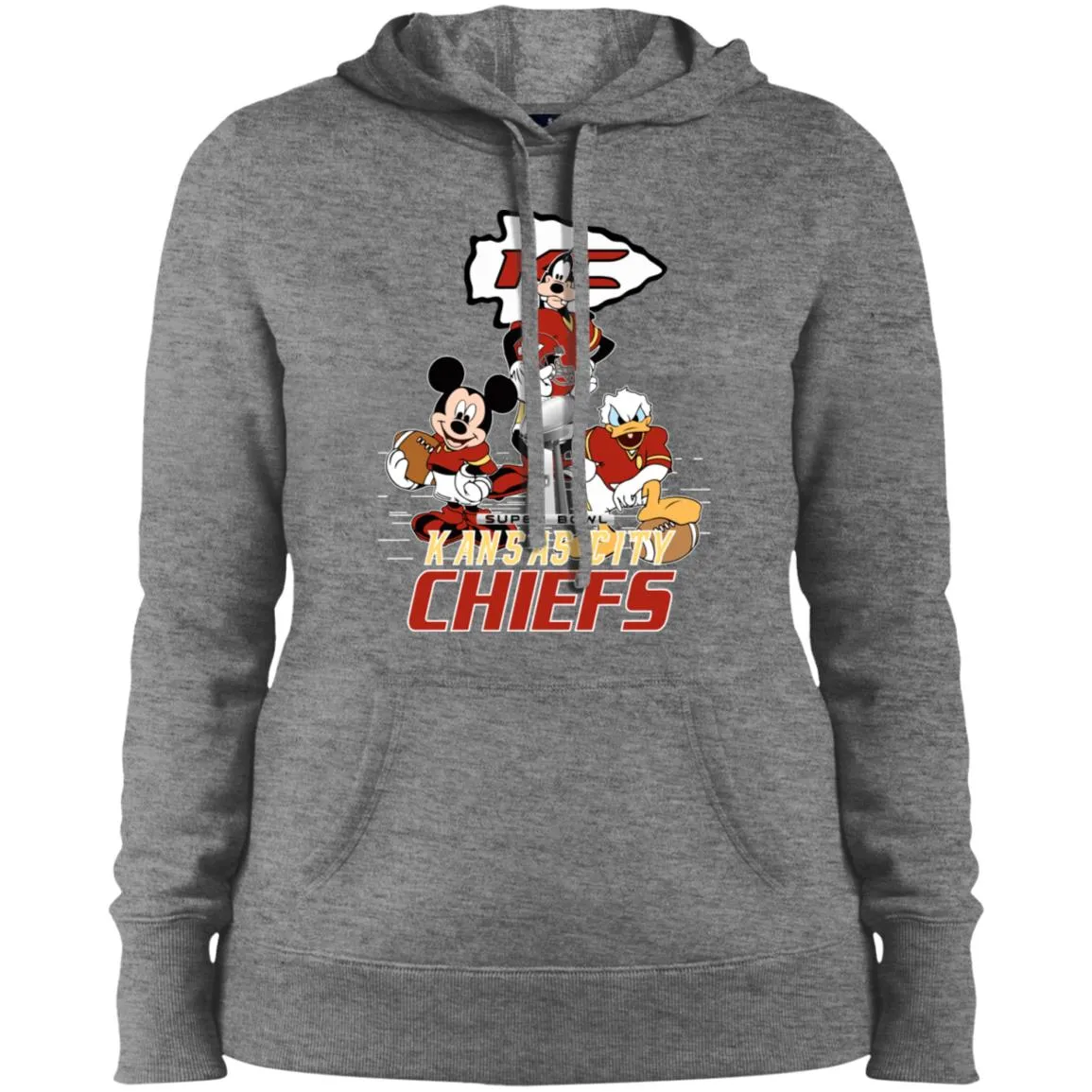 Nfl – Kansas City Chiefs Donald Duck Goofy Mickey Mouse Super Bowl 2019 Football Women Hooded Sweatshirt