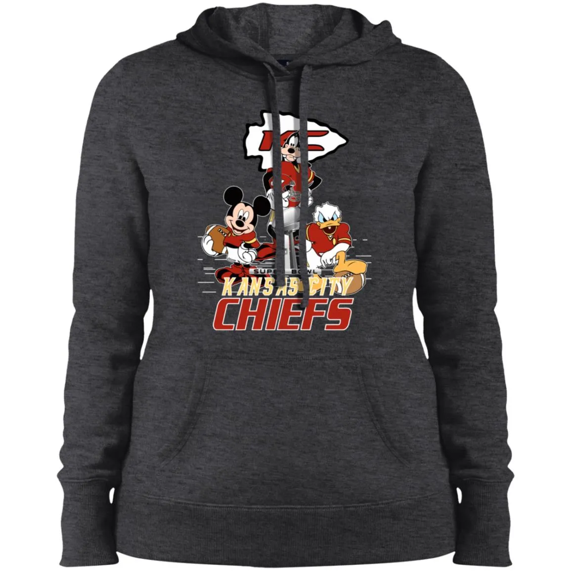 Nfl – Kansas City Chiefs Donald Duck Goofy Mickey Mouse Super Bowl 2019 Football Women Hooded Sweatshirt