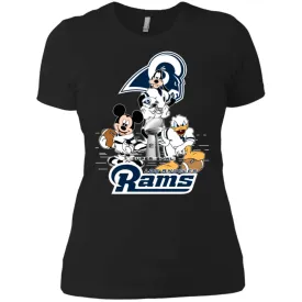 Nfl – Los Angeles Rams Donald Duck Goofy Mickey Mouse Super Bowl 2019 Football Women Cotton T-Shirt