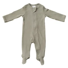 Organic Cotton Ribbed Zipper Pajama - Green