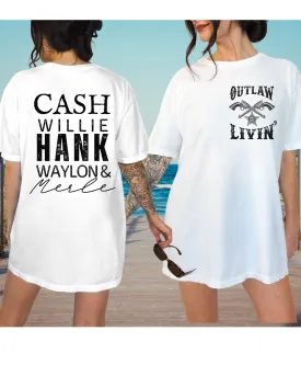 Outlaw Livin' Comfort Colors® Shirt, Cash Willie Hank Waylon T-Shirt, Garment Dyed, Country Music Festival Tee