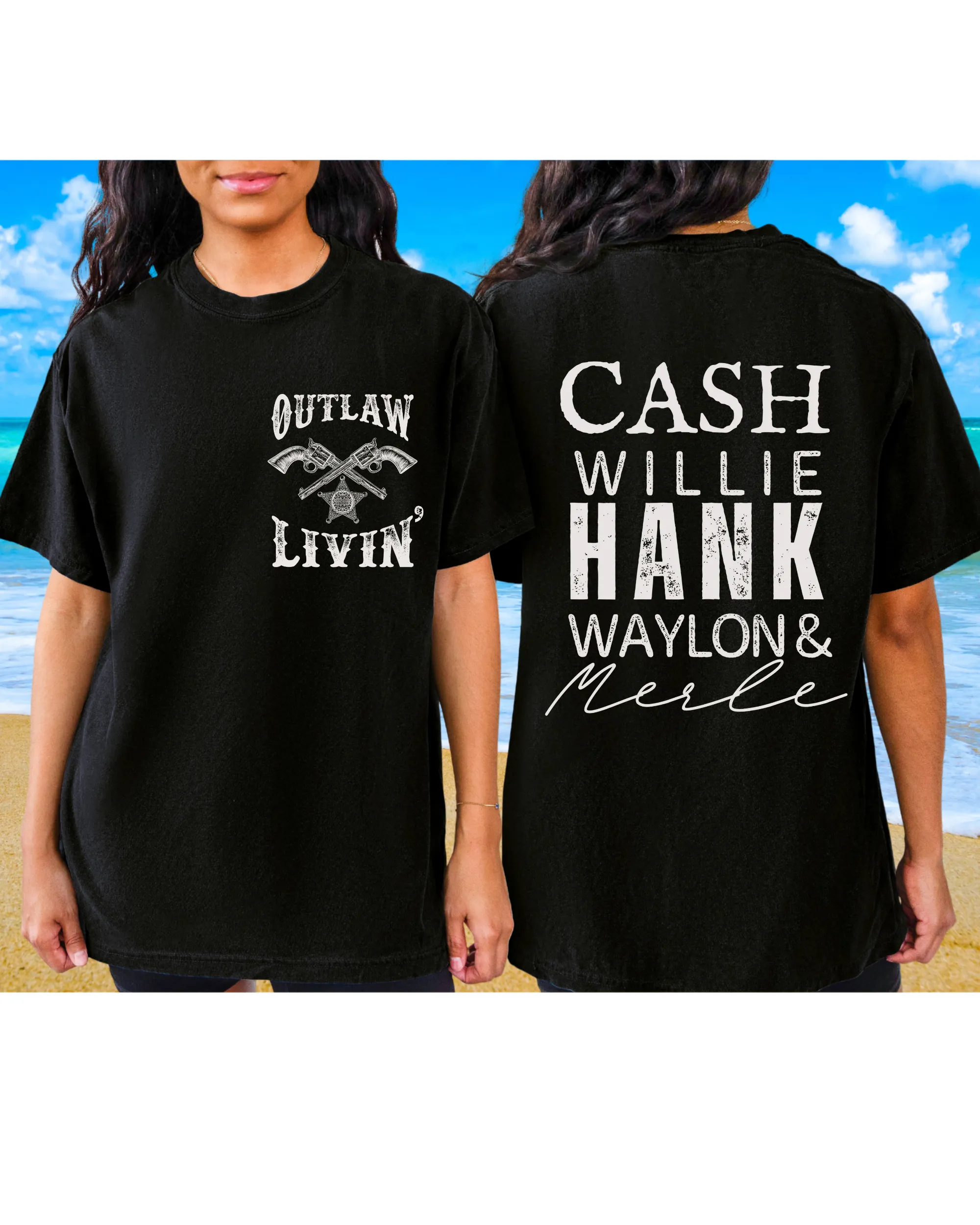 Outlaw Livin' Comfort Colors® Shirt, Cash Willie Hank Waylon T-Shirt, Garment Dyed, Country Music Festival Tee