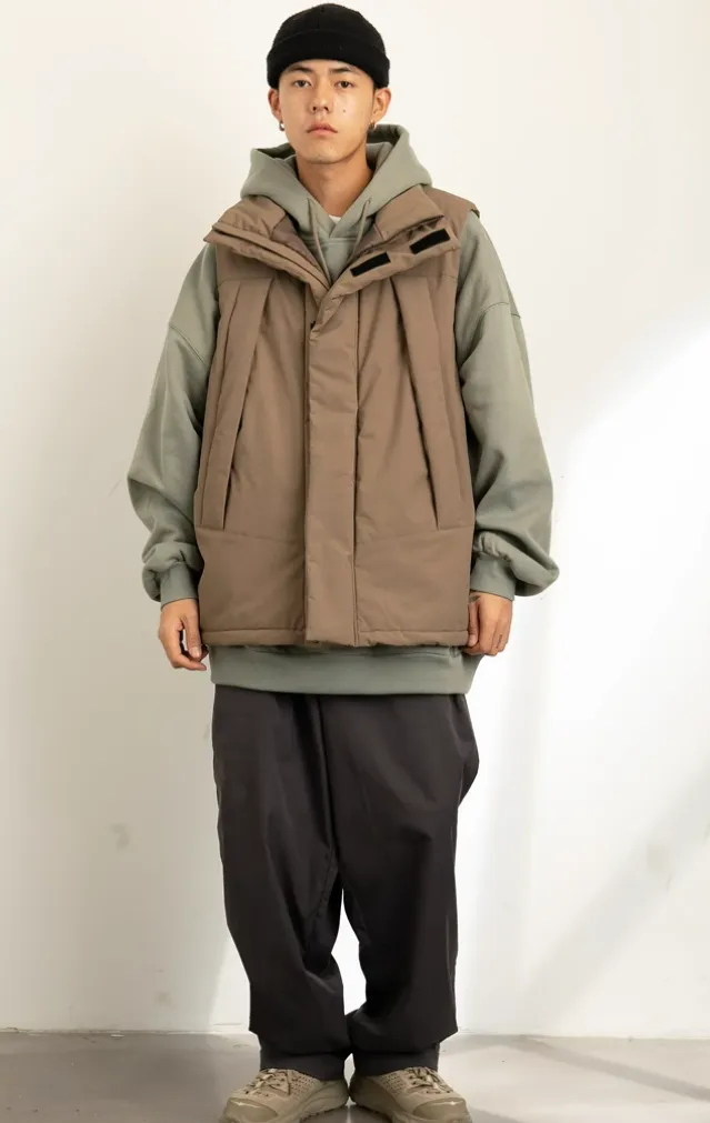 Oversized High Collar Heavyweight Puffer Vest with Pockets