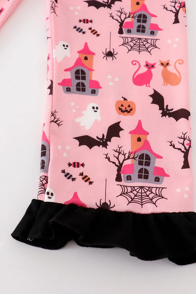 Pink halloween girl pajamas set