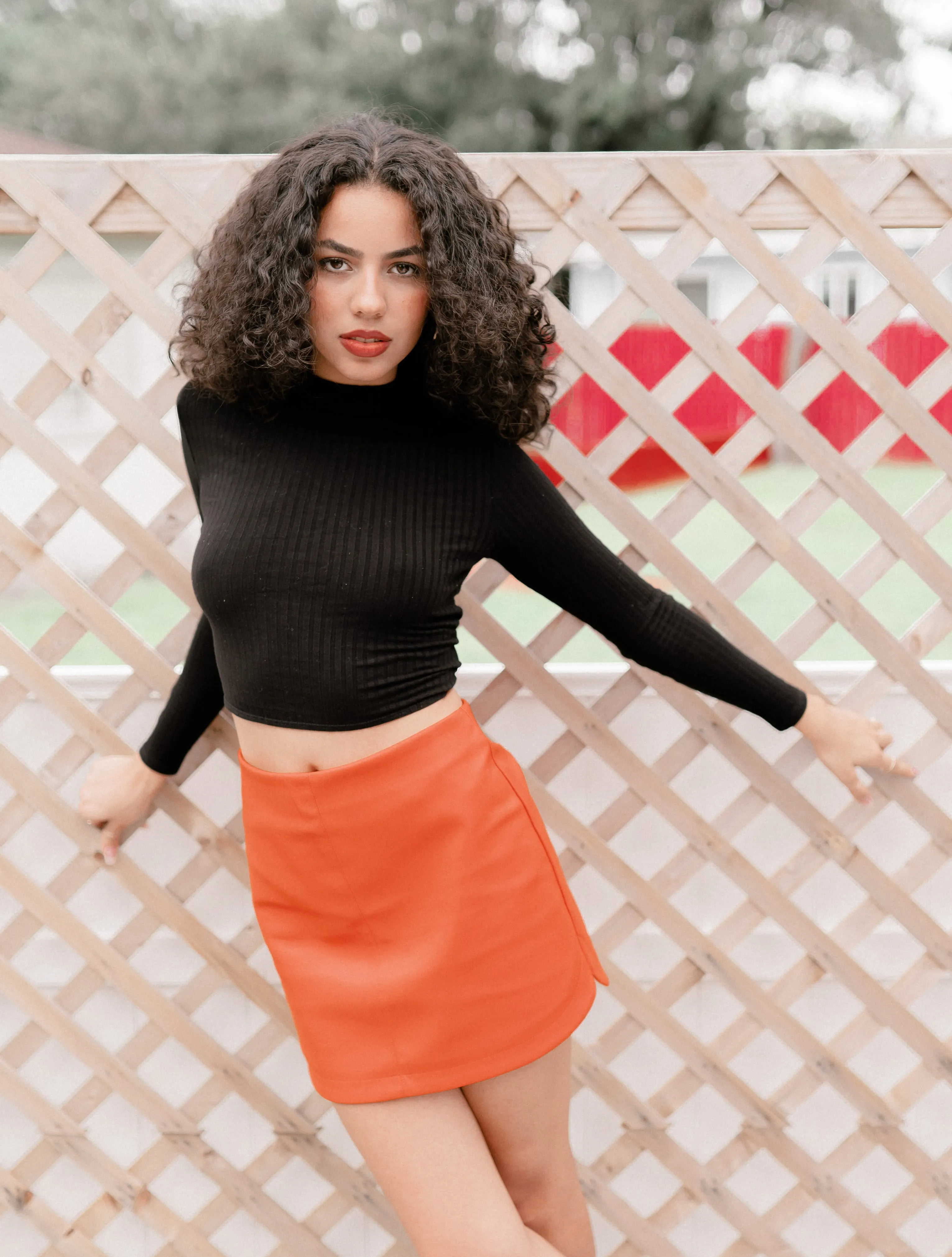 Piper Leather Skirt (Burnt Orange)