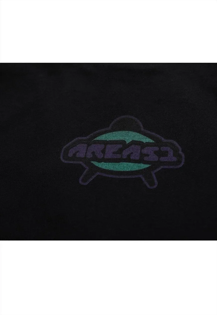 Punk Alien t-shirt cyber tee retro UFO top in black