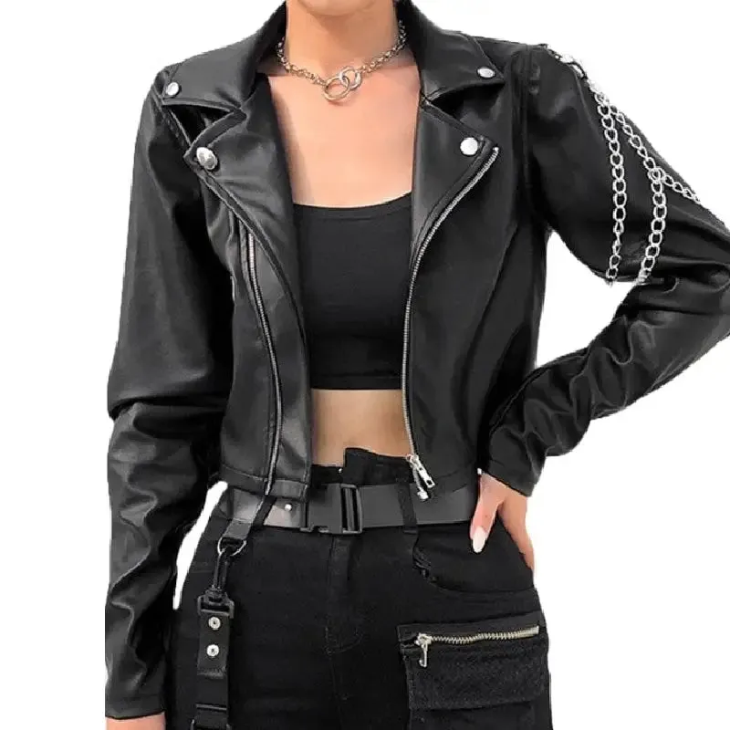 Punk-Gothic Chain Short Jacket