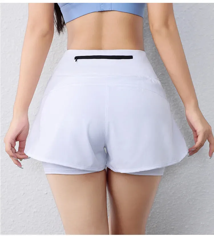 quick-drying women's running shorts sports layer elastic waist active sports shorts with pockets yoga shorts