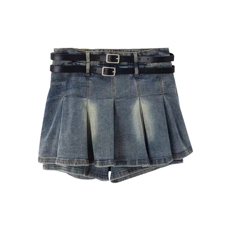 Retro Stretch Denim Short Skirt